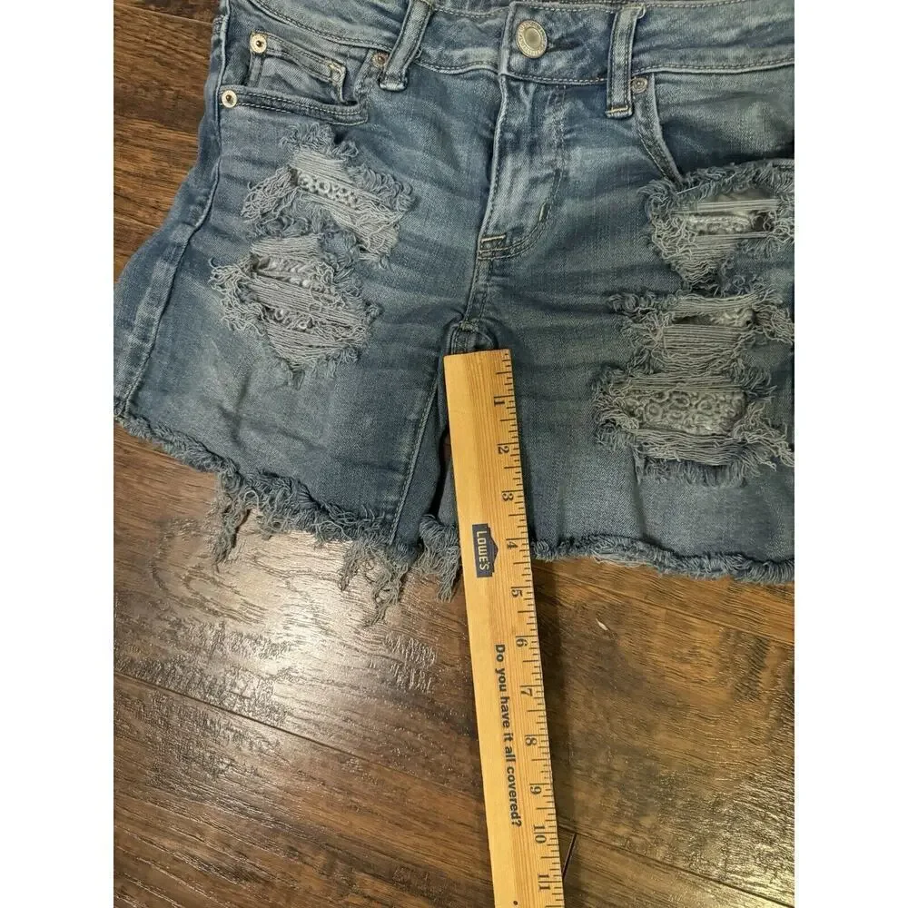 American Eagle Next Level Stretch Hi-Rise Shortie Distressed Women's Sz:4
